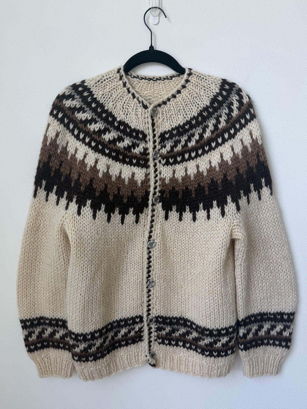 Vintage Icelandic Wool Handmade Nordic Cardigan